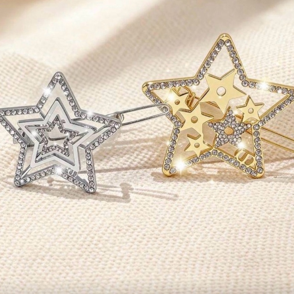 Dior Gold and Silver Star Hair Clips